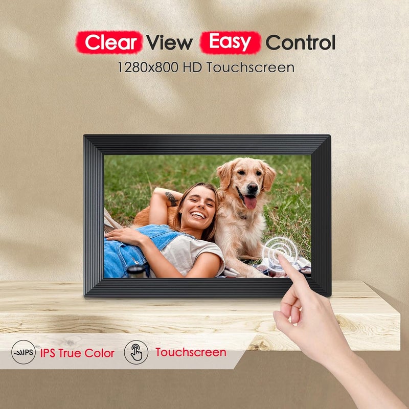 FLYRUIT Digital Picture Frame, 10.1 inch Frameo Digital Frame WiFi, 1280*800 IPS HD Touchscreen, 32GB Storage, Instant Share Pictures Video, Smart Photo Frame Electronic, Gifts for Mom, House Warming, Black - Image 4